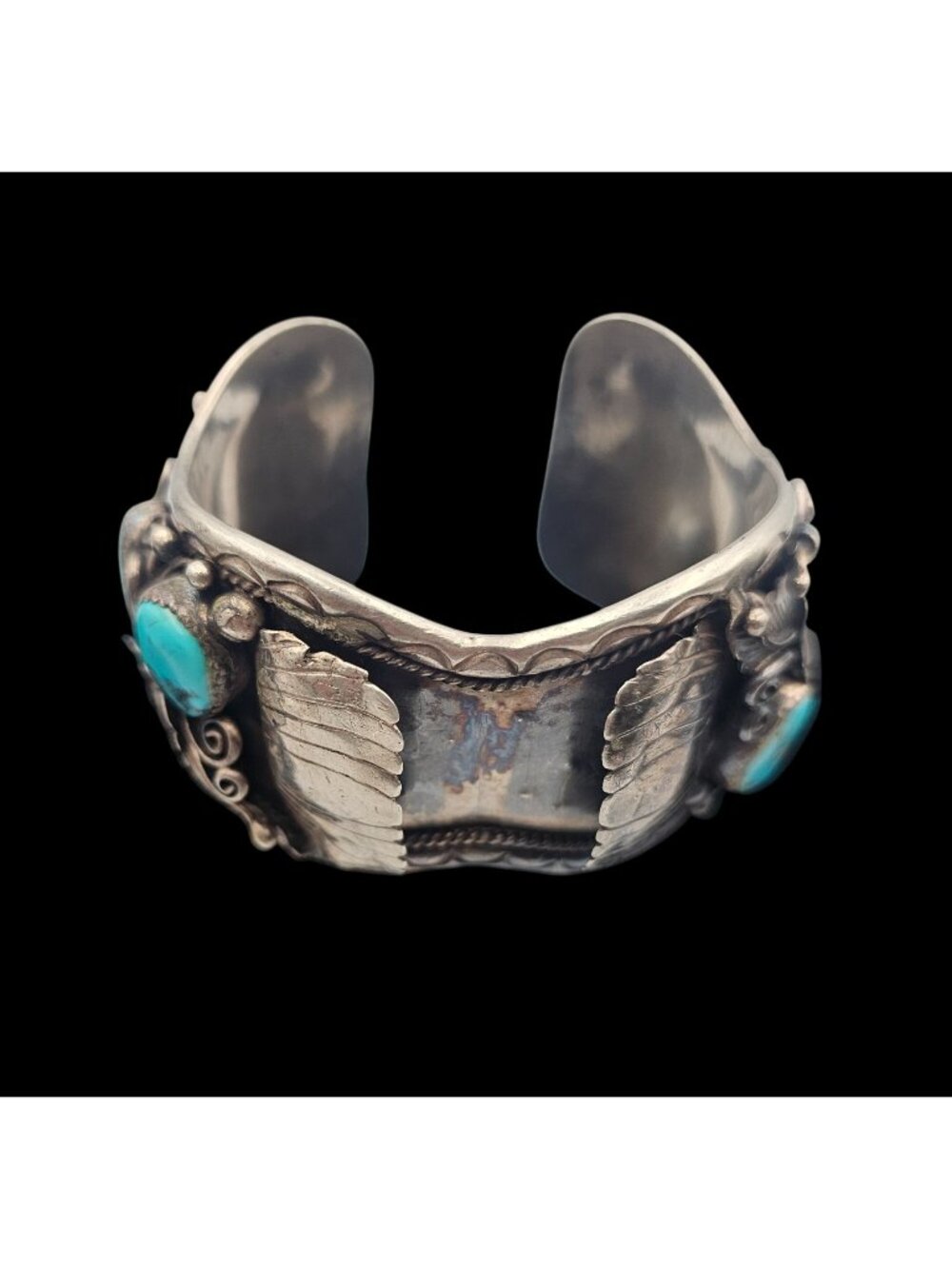 Navajo Sterling Silver Fred James Turquoise Watch Cuff 90 grms No Watch